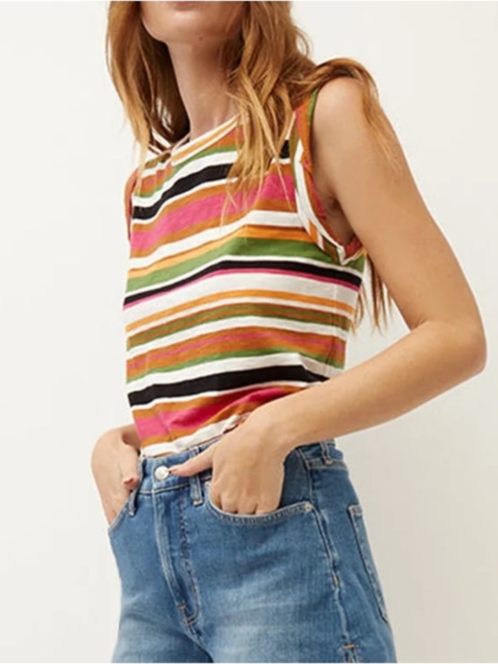 Veronica Beard Jeans Dree Striped Muscle Tee Multicolor M